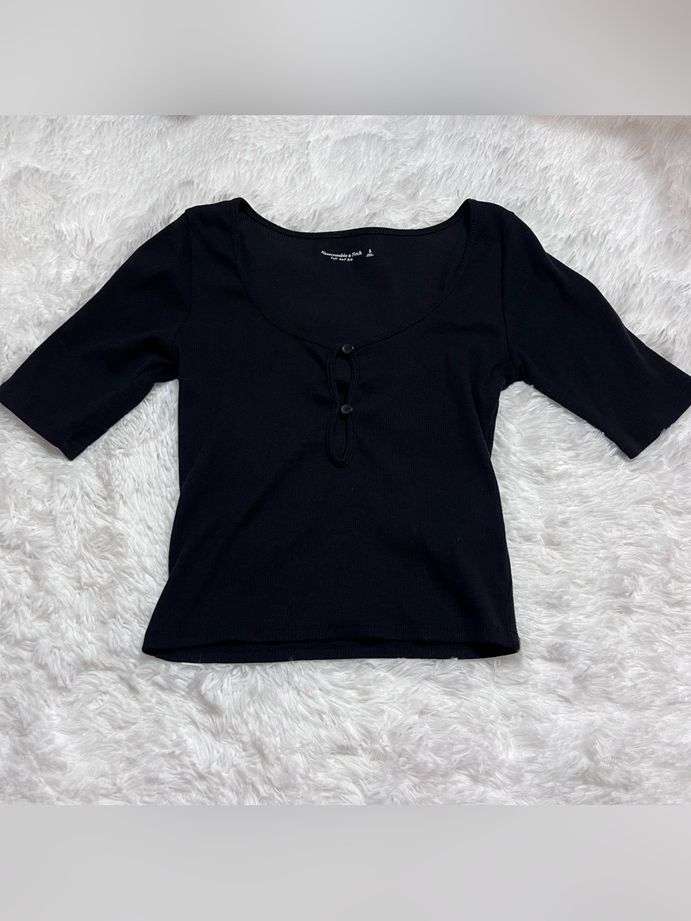 Abercrombie & Fitch Black Ribbed Scoop-Neck key hole Top